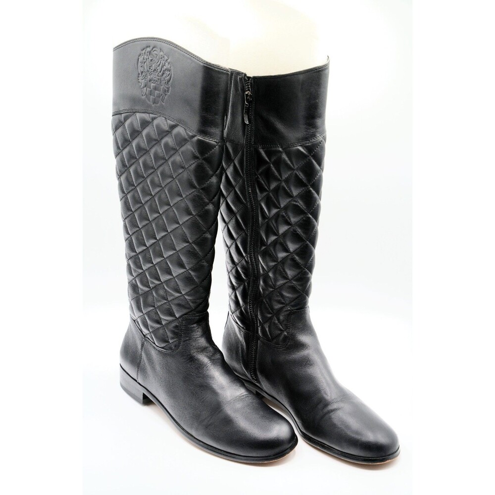 Vince Camuto Quilted Black Riding Boots Womens US 9